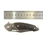 TOSAHWI Handmade Damascus Steel Folding Knife with Textured Purple Ebony Handle - Image 12