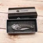 TOSAHWI Handmade Damascus Steel Folding Knife with Textured Purple Ebony Handle - Image 11