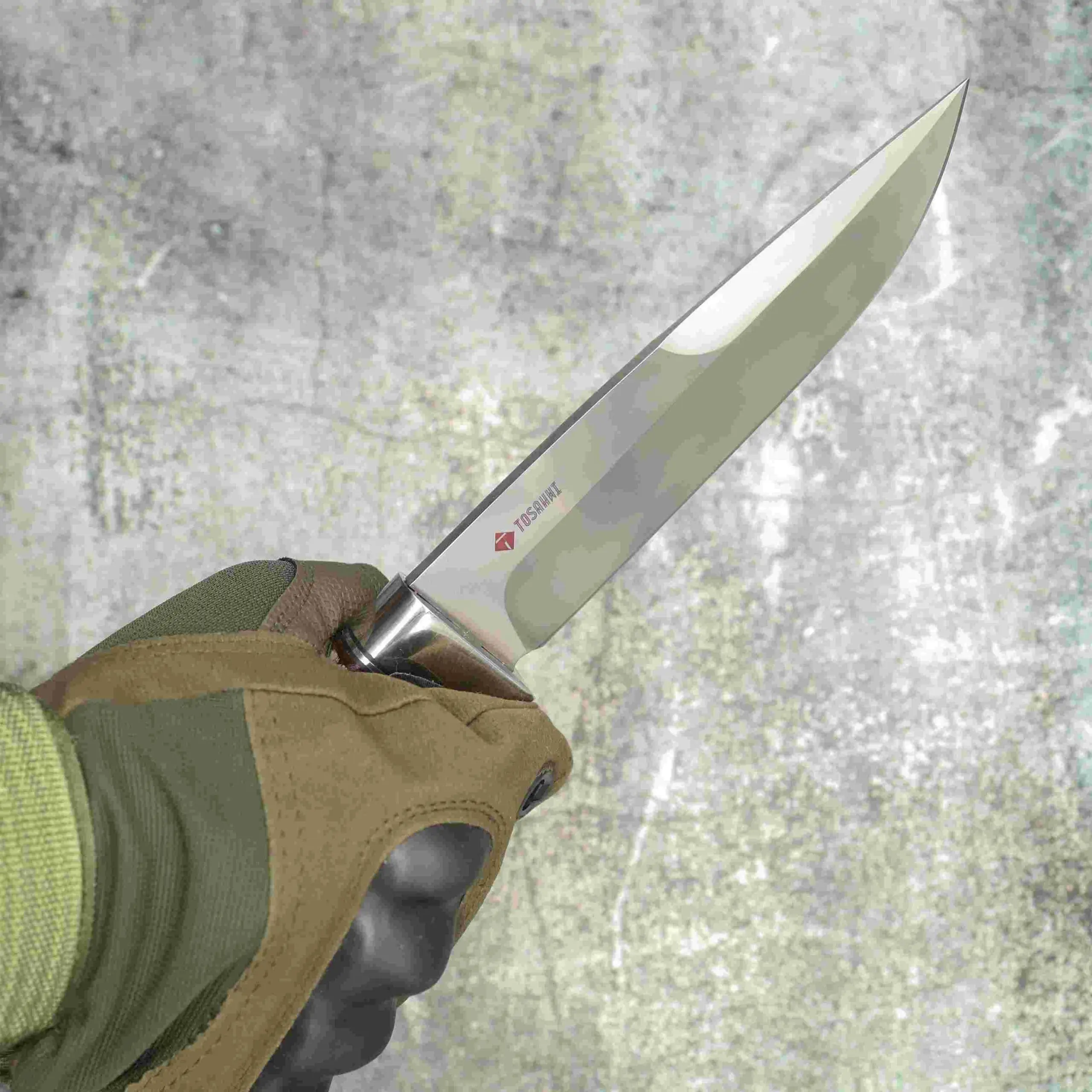 TOSAHWI Handmade M390 Steel Fixed Blade Knife with Desert Handle and Tooth Stone Accent - Image 5