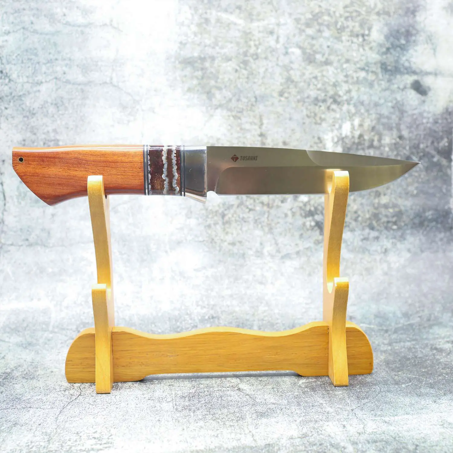 TOSAHWI Handmade M390 Steel Fixed Blade Knife with Desert Handle and Tooth Stone Accent - Image 6