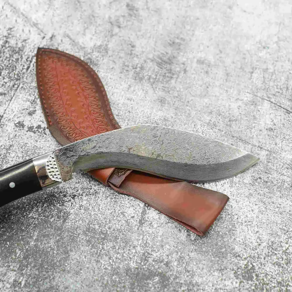 TOSAHWI Handmade Dark Sandalwood Handle Damascus Steel Hunting Kukri Knife - Image 8