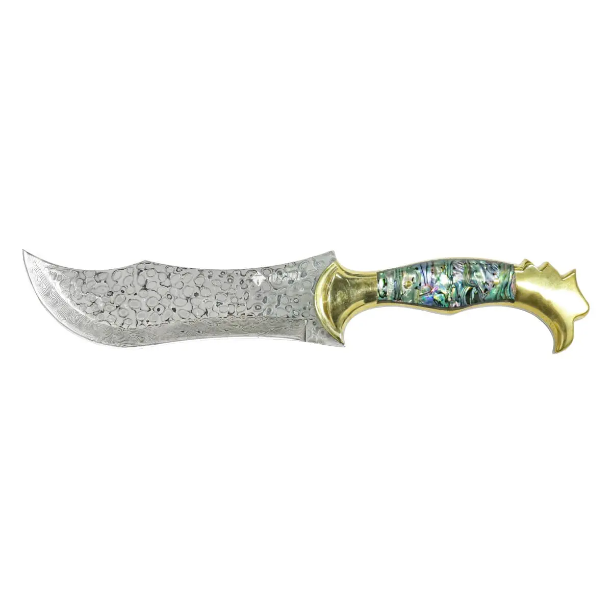 Tosahwi Handmade Abalone Shells Handle Damascus Steel Bowie Knife - Image 1