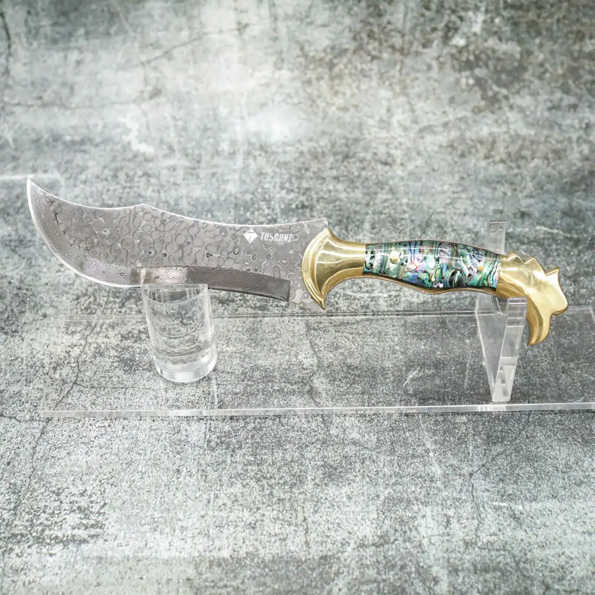 Tosahwi Handmade Abalone Shells Handle Damascus Steel Bowie Knife - Image 5