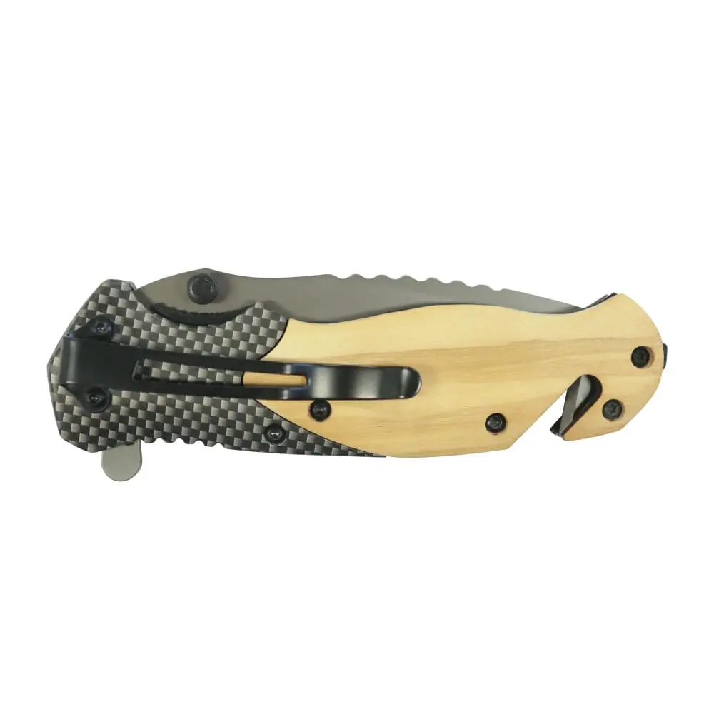 Tosahwi Carbon Fiber Wood Splicing Handle Outdoor Multifunctional EDC Pocket Knife - Image 2