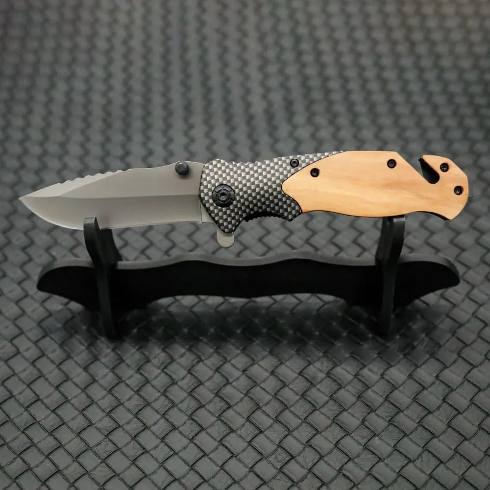 Tosahwi Carbon Fiber Wood Splicing Handle Outdoor Multifunctional EDC Pocket Knife - Image 7
