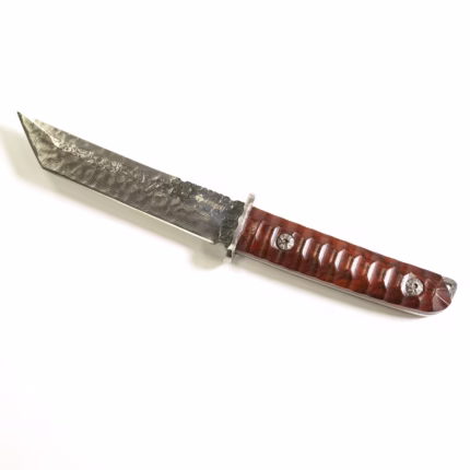 TOSAHWI Handmade Damascus Steel Fixed Blade Knife with Textured Micro-Particle Dalbergia Handle