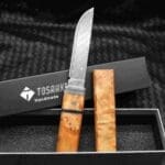 TOSAHWI Handmade Damascus Steel Fixed Blade Knife with White Shadow Wood Handle - Image 9