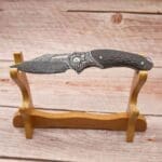 TOSAHWI Handmade Damascus Steel Folding Knife with Textured Purple Ebony Handle - Image 8