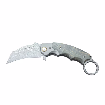TOSAHWI Handmade Damascus steel Folding Karambit Knife