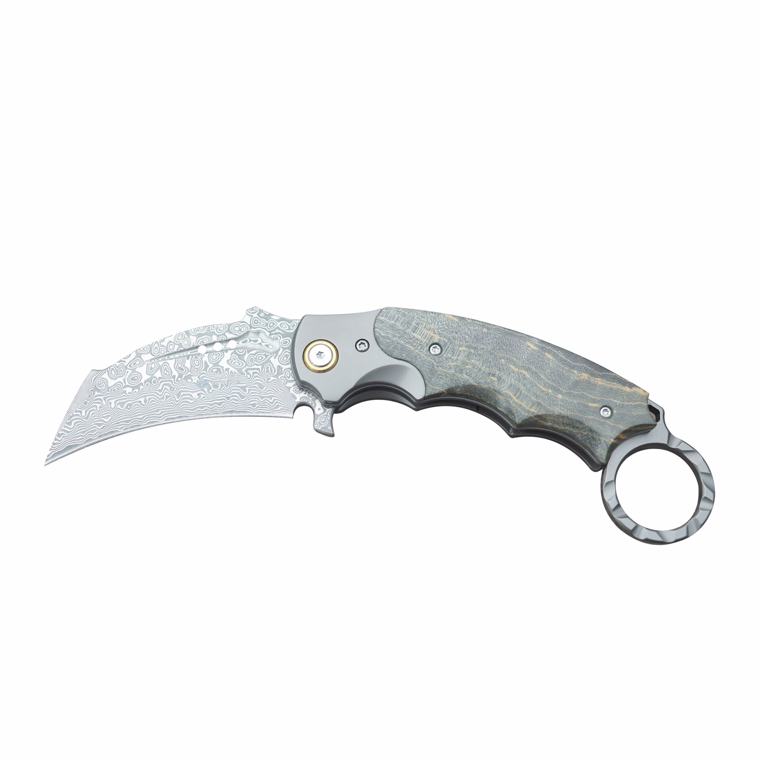 TOSAHWI Handmade Damascus steel Folding Karambit Knife
