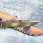TOSAHWI Handmade M390 Steel Fixed Blade Knife with Desert Handle and Tooth Stone Accent - Image 8