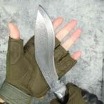 TOSAHWI Handmade Dark Sandalwood Handle Damascus Steel Hunting Kukri Knife - Image 9