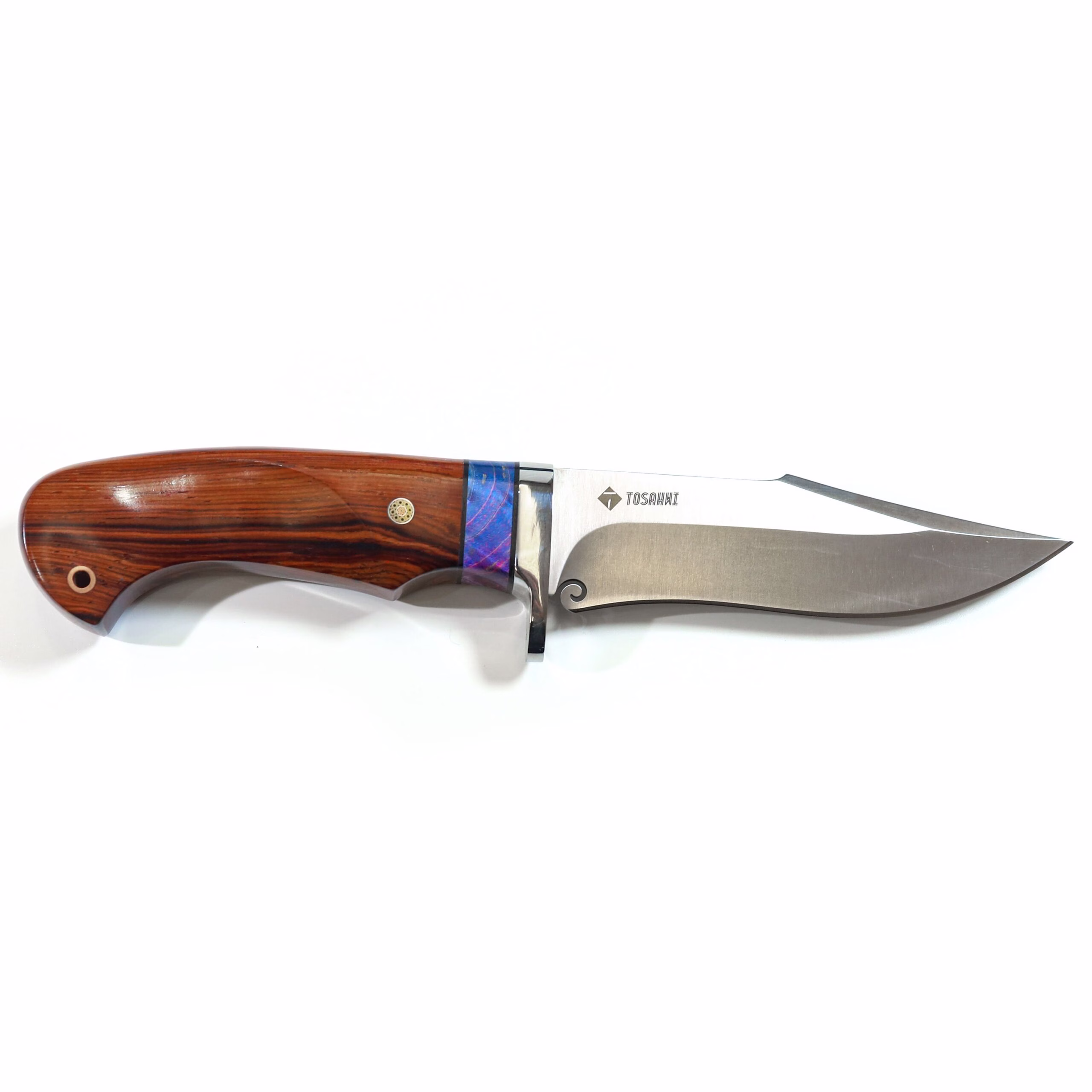 TOSAHWI Handmade 14C28N Steel Fixed Blade Knife with Rosewood Handle and Decorative Bolster