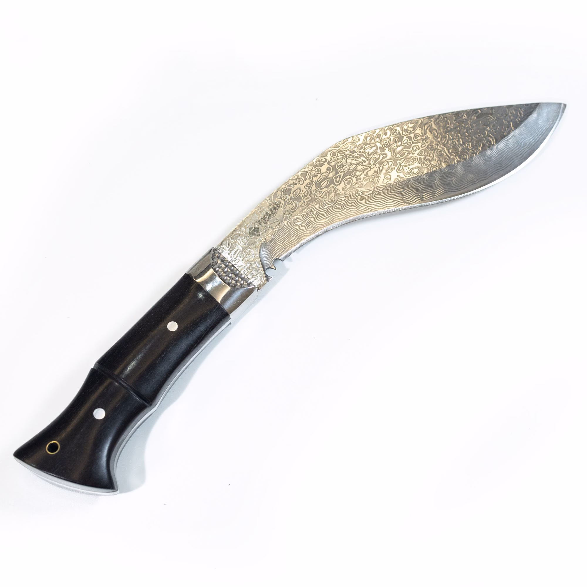 TOSAHWI Handmade Dark Sandalwood Handle Damascus Steel Hunting Knife