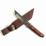 TOSAHWI Handmade Damascus Steel Fixed Blade Knife with Textured Micro-Particle Dalbergia Handle - Image 2