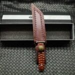 TOSAHWI Handmade Damascus Steel Fixed Blade Knife with Textured Micro-Particle Dalbergia Handle - Image 10