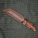 TOSAHWI Handmade Damascus Steel Fixed Blade Knife with Textured Micro-Particle Dalbergia Handle - Image 7