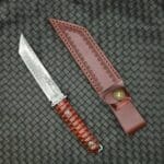 TOSAHWI Handmade Damascus Steel Fixed Blade Knife with Textured Micro-Particle Dalbergia Handle - Image 6