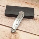 Tosahwi Damascus Steel Carbon Fiber Handle Frame Lock Pocket Knife - Image 8