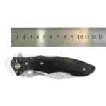 TOSAHWI Handmade Damascus Steel Folding Knife with Purple Ebony Handle - Image 5