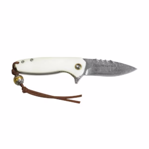 Tosahwi Handmade Damascus Steel White Beef Bones EDC Knife