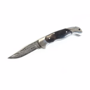 Tosahwi Handmade Damascus Steel Back Lock Clip Point Blade Pocket Knife With Ebony Handle