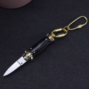 TOSAHWI Mini Italian Stiletto Switchblade Knife With Key Chain - Mini Switchblade Black