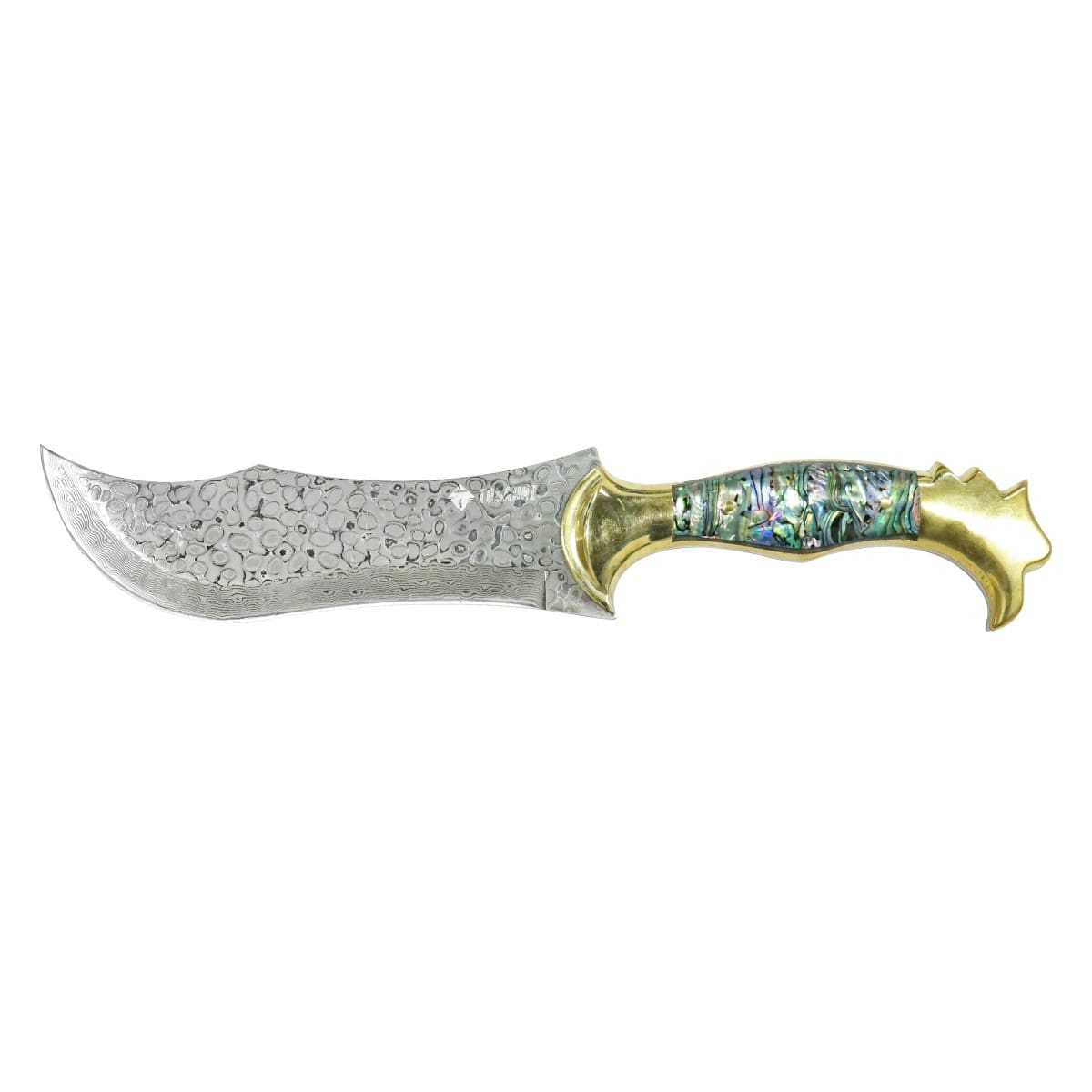 2 Tosahwi Handmade Abalone Shells Handle Damascus Steel Bowie Knife - Image 1