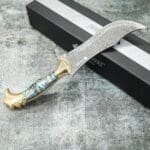 Tosahwi Handmade Abalone Shells Handle Damascus Steel Bowie Knife - Image 4