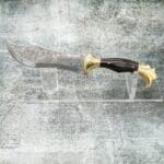 Tosahwi Handmade Vanguard Damascus Curved Bowie Knife with Leather Sheath - Image 6