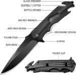 Tosahwi All Black Folding EDC 5 in 1 Pocket Knife - Image 3