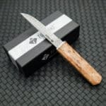 Tosahwi Figured Sycamore Handle Damascus Steel Tanto Knife - Image 6