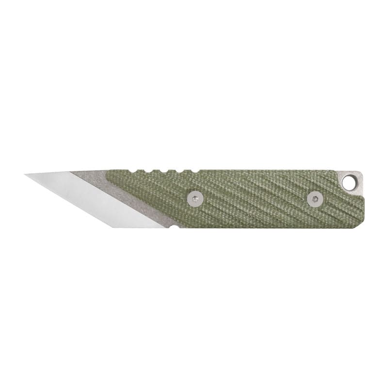 2 Tosahwi Kiridashi 14C28N Steel Mini Fixed Blade Knife With Green Micarta Handle and Kydex Sheath - Image 1